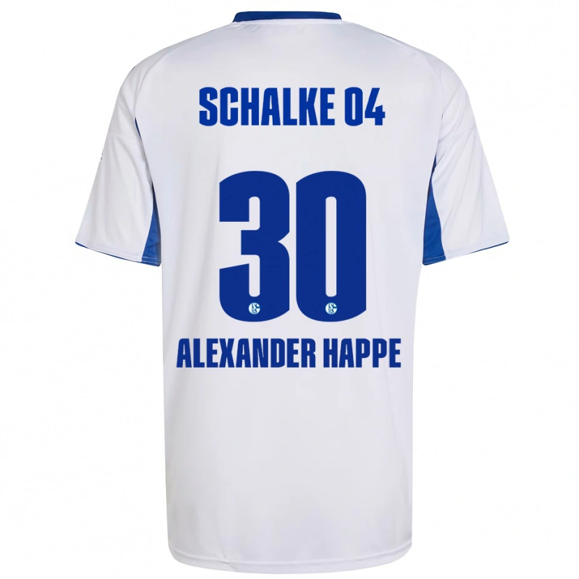 Danxen Bambino Maglia Luca Alexander Happe #30 Bianco Blu Kit Gara Away 2025/26 Maglietta