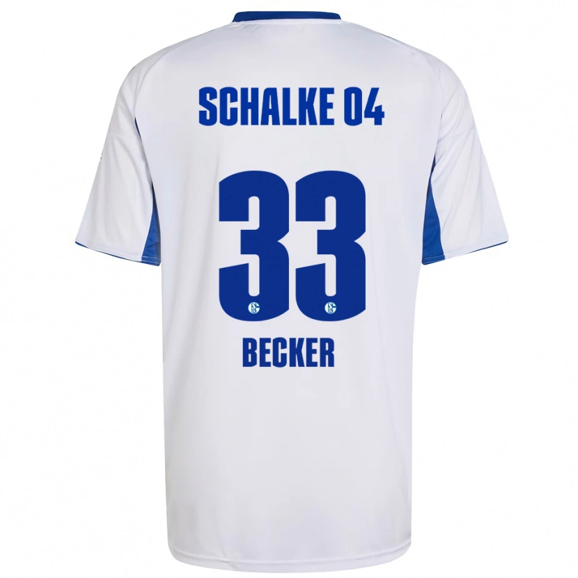Danxen Bambino Maglia Vitalie Becker #33 Bianco Blu Kit Gara Away 2025/26 Maglietta