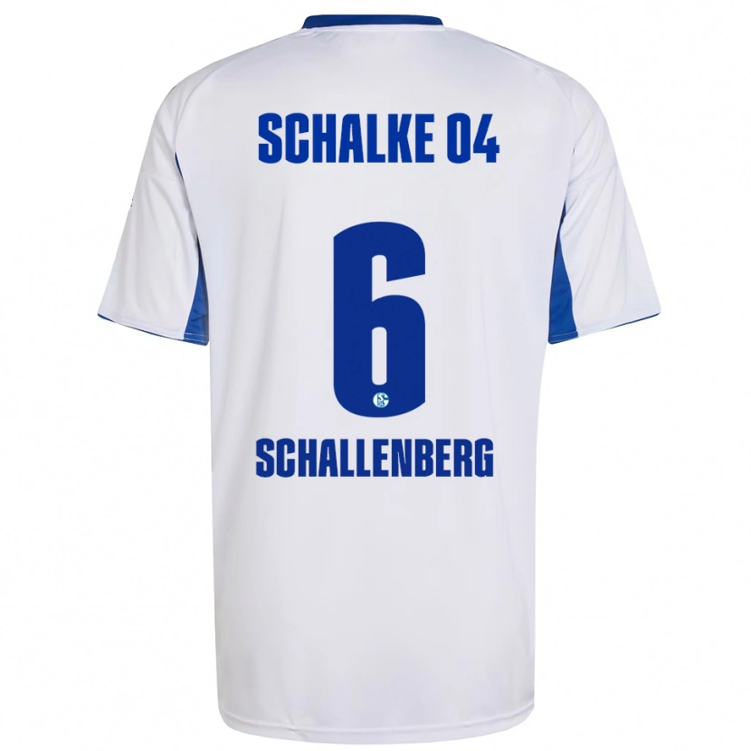 Danxen Bambino Maglia Ron Schallenberg #6 Bianco Blu Kit Gara Away 2025/26 Maglietta