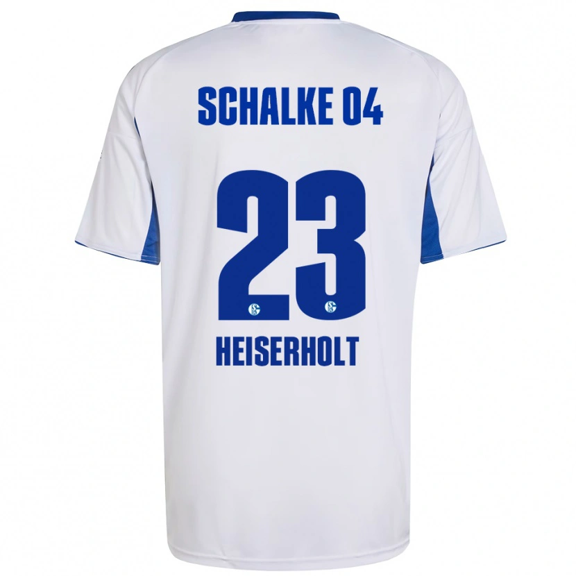 Danxen Bambino Maglia Finn Heiserholt #23 Bianco Blu Kit Gara Away 2025/26 Maglietta
