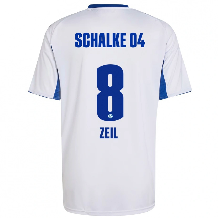 Danxen Bambino Maglia Emil Zeil #8 Bianco Blu Kit Gara Away 2025/26 Maglietta