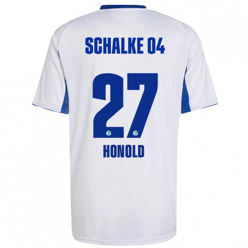 Danxen Bambino Maglia Alina Honold #27 Bianco Blu Kit Gara Away 2025/26 Maglietta