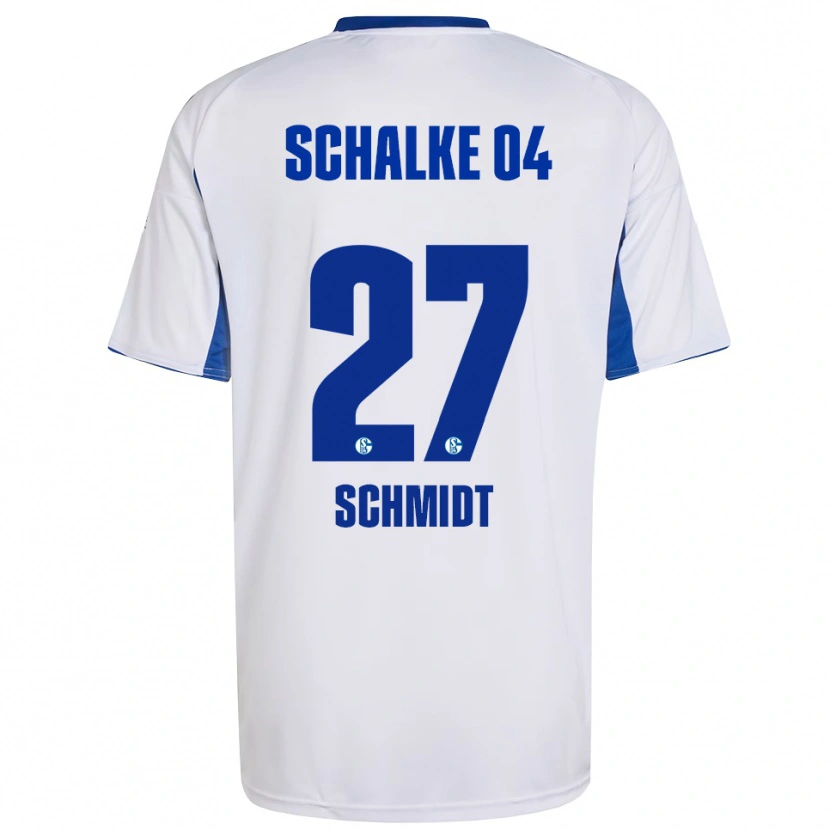 Danxen Bambino Maglia Tim Schmidt #27 Bianco Blu Kit Gara Away 2025/26 Maglietta