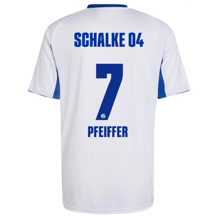 Danxen Bambino Maglia Tim Pfeiffer #7 Bianco Blu Kit Gara Away 2025/26 Maglietta