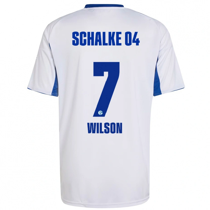 Danxen Bambino Maglia Clinton Wilson #7 Bianco Blu Kit Gara Away 2025/26 Maglietta