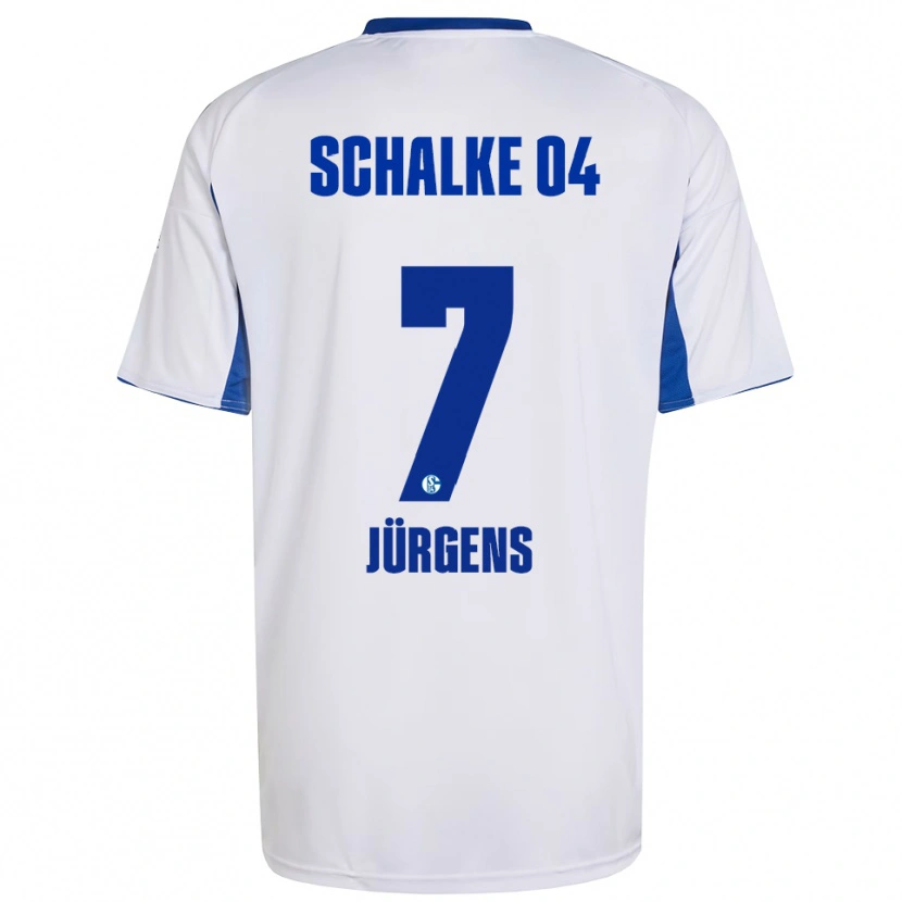 Danxen Bambino Maglia Celina Jürgens #7 Bianco Blu Kit Gara Away 2025/26 Maglietta