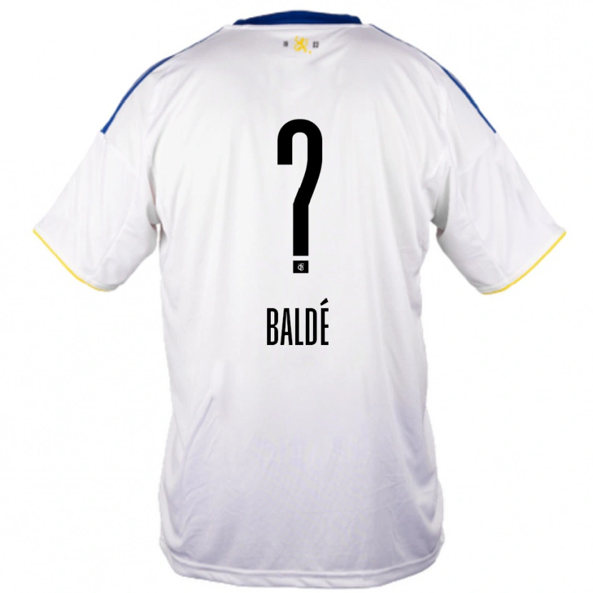Danxen Bambino Maglia Madi Baldé #0 Bianco Blu Giallo Kit Gara Away 2025/26 Maglietta