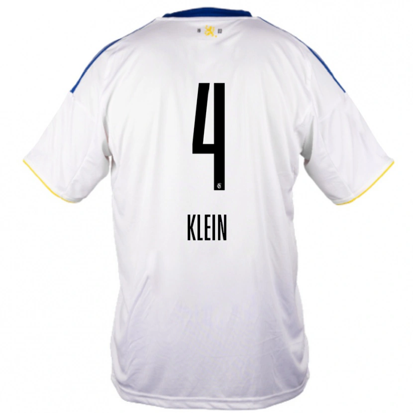 Danxen Bambino Maglia Jennifer Klein #4 Bianco Blu Giallo Kit Gara Away 2025/26 Maglietta