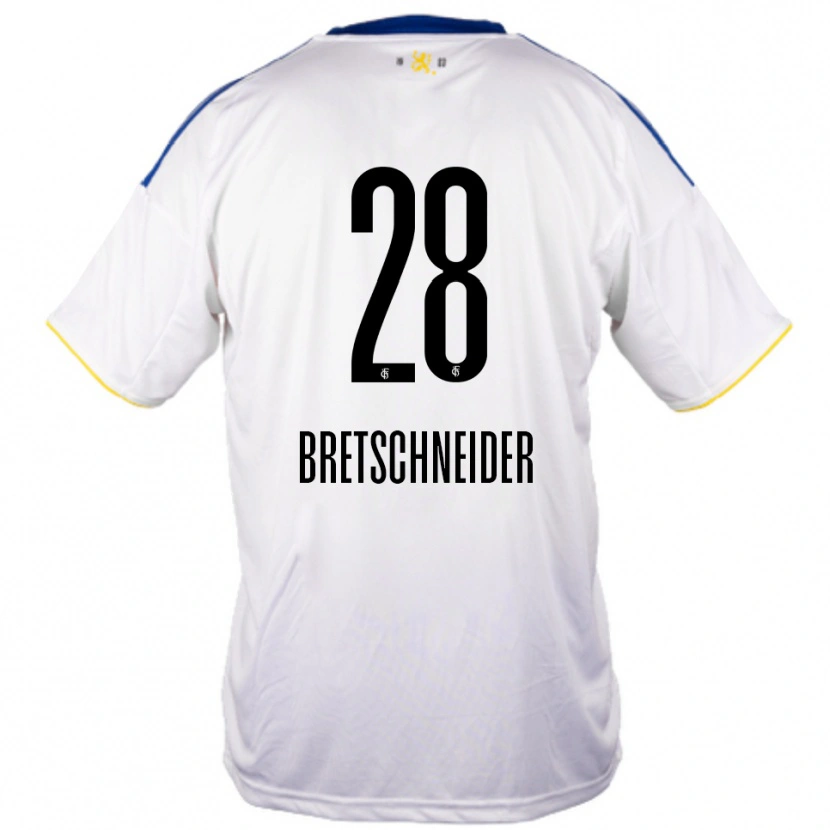 Danxen Bambino Maglia Niko Bretschneider #28 Bianco Blu Giallo Kit Gara Away 2025/26 Maglietta