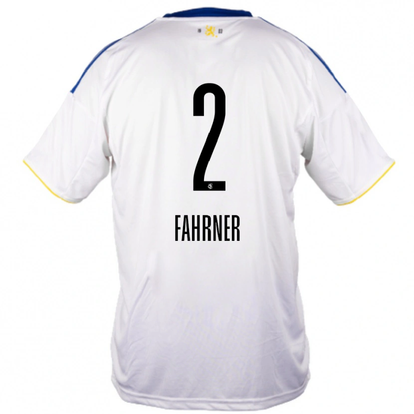 Danxen Bambino Maglia Philip Fahrner #2 Bianco Blu Giallo Kit Gara Away 2025/26 Maglietta