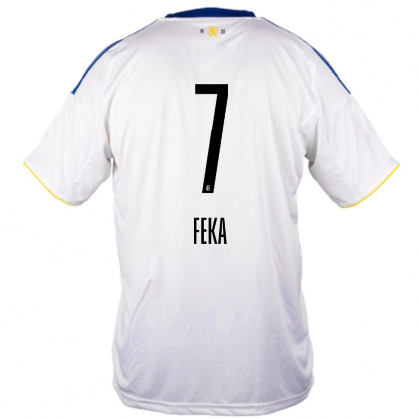 Danxen Bambino Maglia Lukas Feka #7 Bianco Blu Giallo Kit Gara Away 2025/26 Maglietta