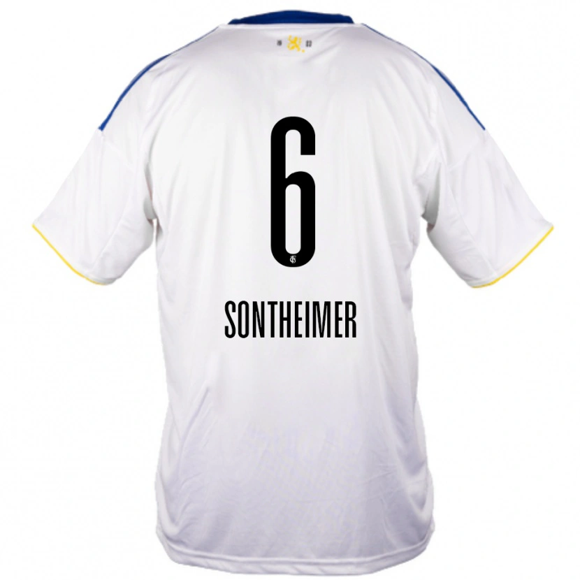 Danxen Bambino Maglia Patrick Sontheimer #6 Bianco Blu Giallo Kit Gara Away 2025/26 Maglietta