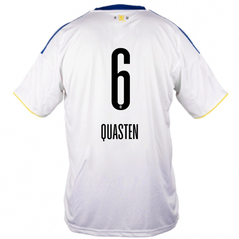 Danxen Bambino Maglia Felix Quasten #6 Bianco Blu Giallo Kit Gara Away 2025/26 Maglietta