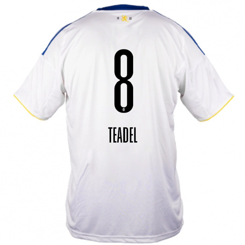 Danxen Bambino Maglia Temesgen Teadel #8 Bianco Blu Giallo Kit Gara Away 2025/26 Maglietta