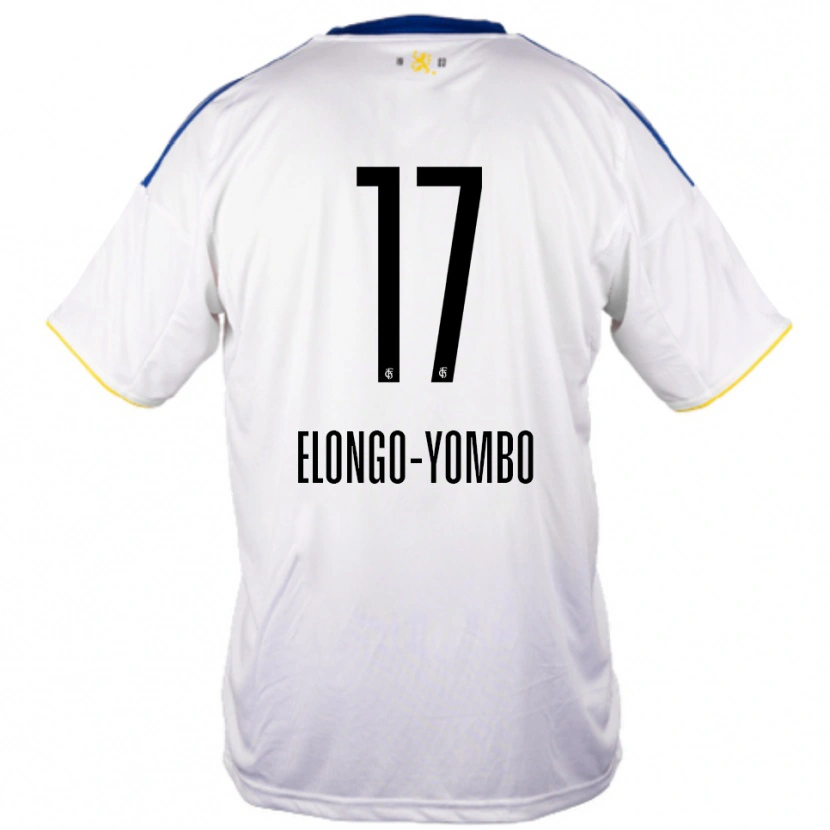 Danxen Bambino Maglia Rodney Elongo-Yombo #17 Bianco Blu Giallo Kit Gara Away 2025/26 Maglietta
