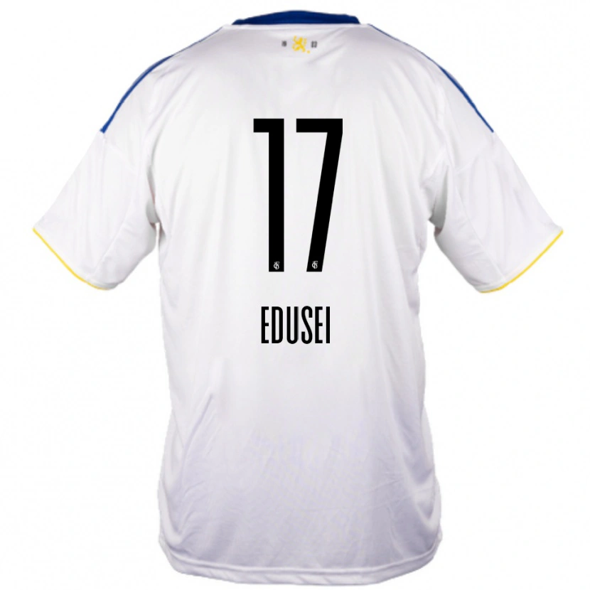 Danxen Bambino Maglia Damien Edusei #17 Bianco Blu Giallo Kit Gara Away 2025/26 Maglietta