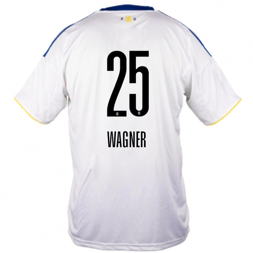 Danxen Bambino Maglia Allison Wagner #25 Bianco Blu Giallo Kit Gara Away 2025/26 Maglietta