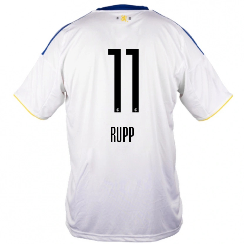 Danxen Bambino Maglia Finn Rupp #11 Bianco Blu Giallo Kit Gara Away 2025/26 Maglietta