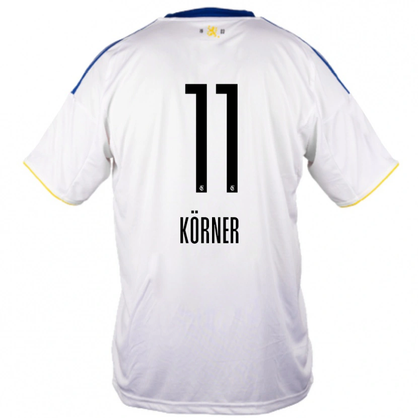 Danxen Bambino Maglia Lea Körner #11 Bianco Blu Giallo Kit Gara Away 2025/26 Maglietta