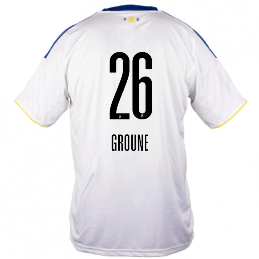 Danxen Bambino Maglia Amine Groune #26 Bianco Blu Giallo Kit Gara Away 2025/26 Maglietta