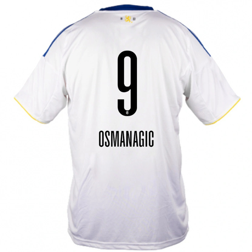 Danxen Bambino Maglia Zinedin Osmanagic #9 Bianco Blu Giallo Kit Gara Away 2025/26 Maglietta