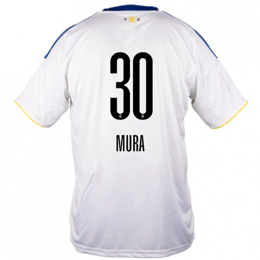 Danxen Bambino Maglia Luca Mura #30 Bianco Blu Giallo Kit Gara Away 2025/26 Maglietta