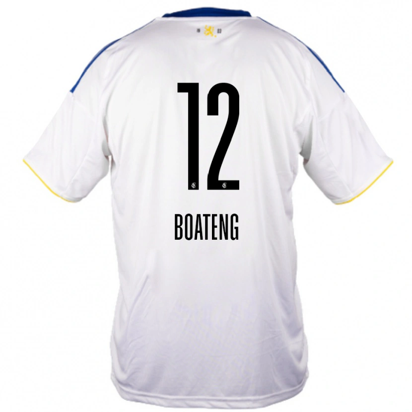 Danxen Bambino Maglia Divine Boateng #12 Bianco Blu Giallo Kit Gara Away 2025/26 Maglietta