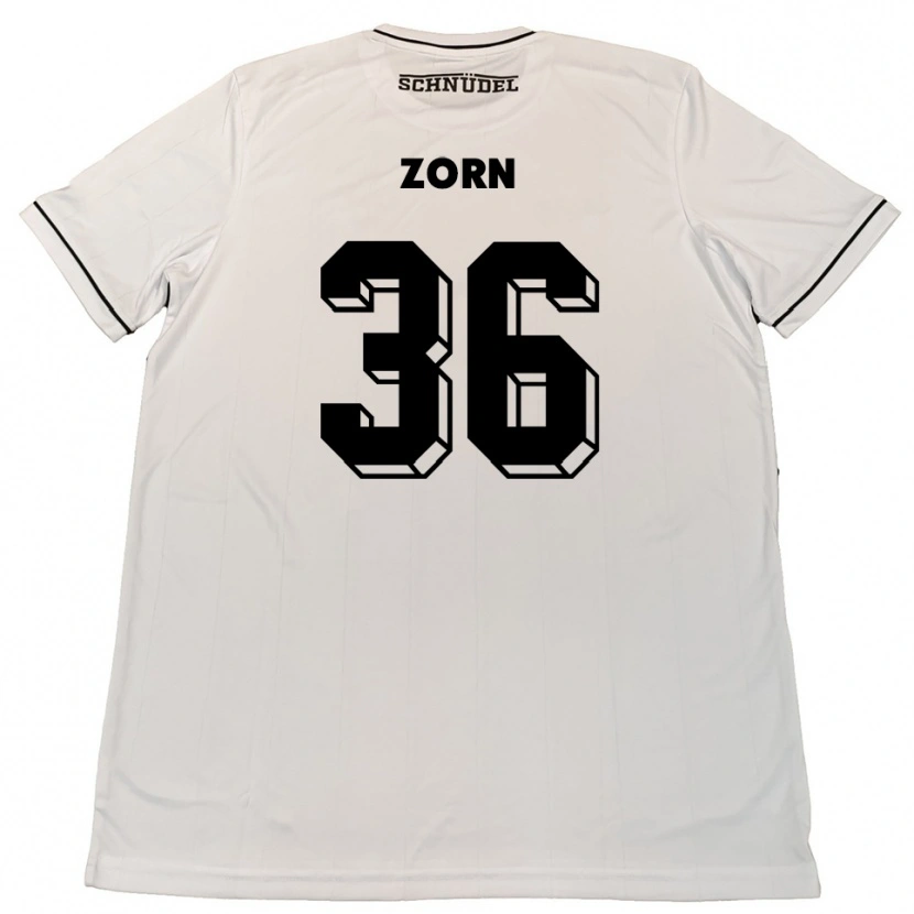 Danxen Bambino Maglia Emil Zorn #36 Bianco Nero Kit Gara Away 2025/26 Maglietta
