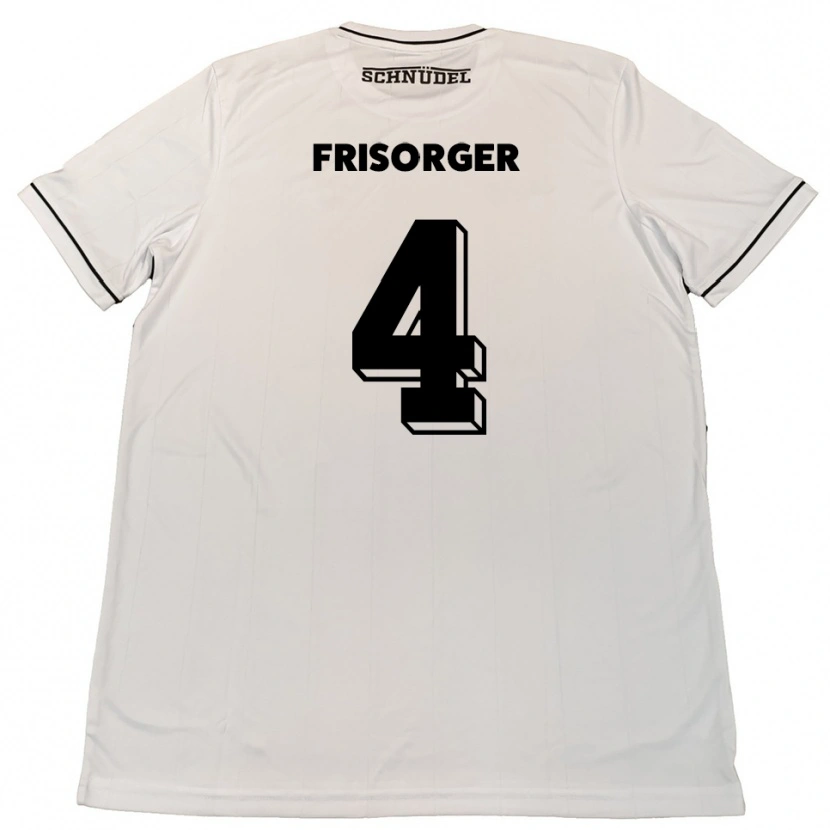 Danxen Bambino Maglia Kevin Frisorger #4 Bianco Nero Kit Gara Away 2025/26 Maglietta