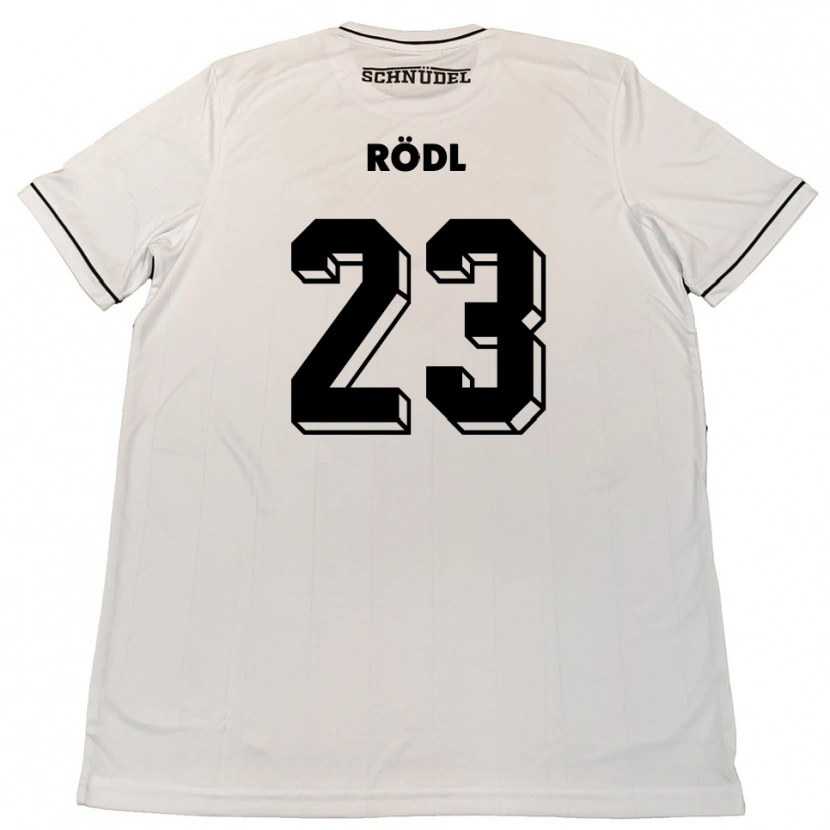 Danxen Bambino Maglia Valentin Rödl #23 Bianco Nero Kit Gara Away 2025/26 Maglietta