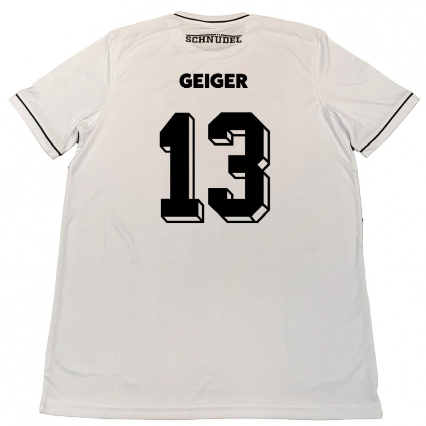 Danxen Bambino Maglia Luca Geiger #13 Bianco Nero Kit Gara Away 2025/26 Maglietta