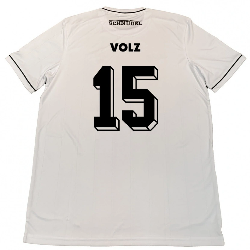 Danxen Bambino Maglia Andrej Volz #15 Bianco Nero Kit Gara Away 2025/26 Maglietta