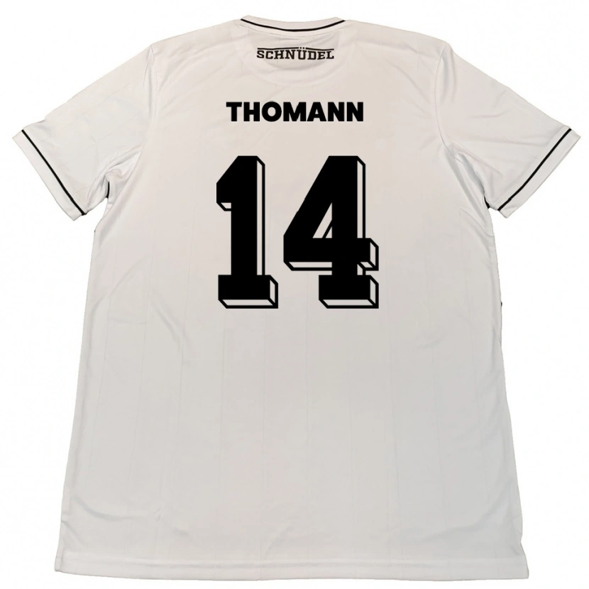 Danxen Bambino Maglia Martin Thomann #14 Bianco Nero Kit Gara Away 2025/26 Maglietta