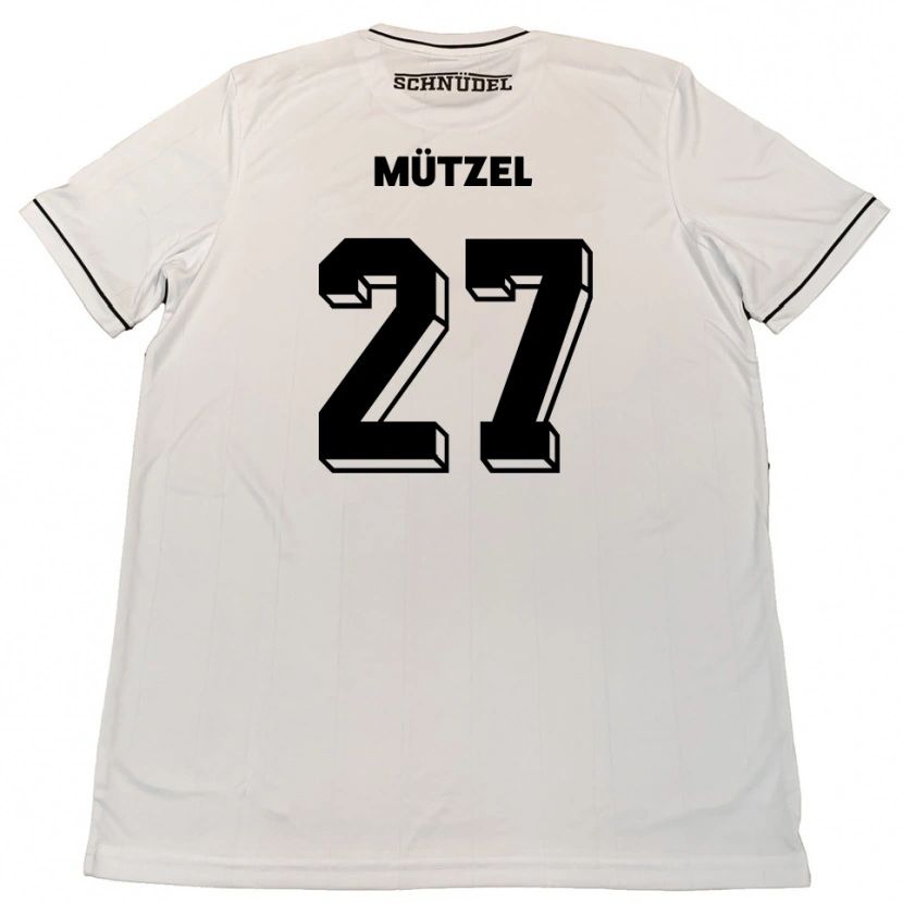 Danxen Bambino Maglia Nuno Mützel #27 Bianco Nero Kit Gara Away 2025/26 Maglietta