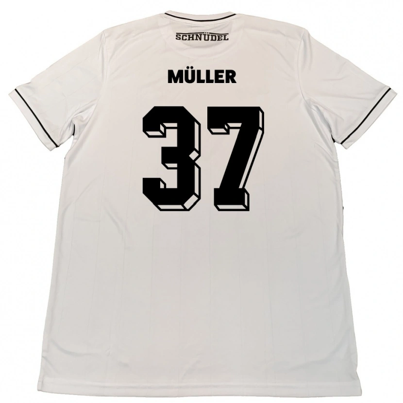 Danxen Bambino Maglia Sebastian Müller #37 Bianco Nero Kit Gara Away 2025/26 Maglietta