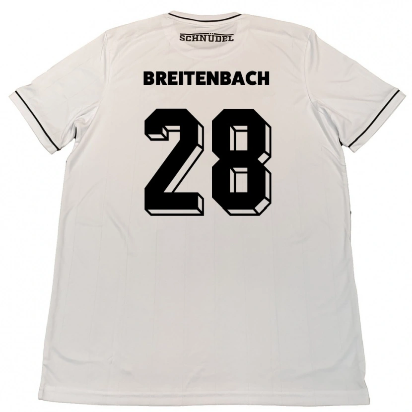 Danxen Bambino Maglia Fabio Breitenbach #28 Bianco Nero Kit Gara Away 2025/26 Maglietta