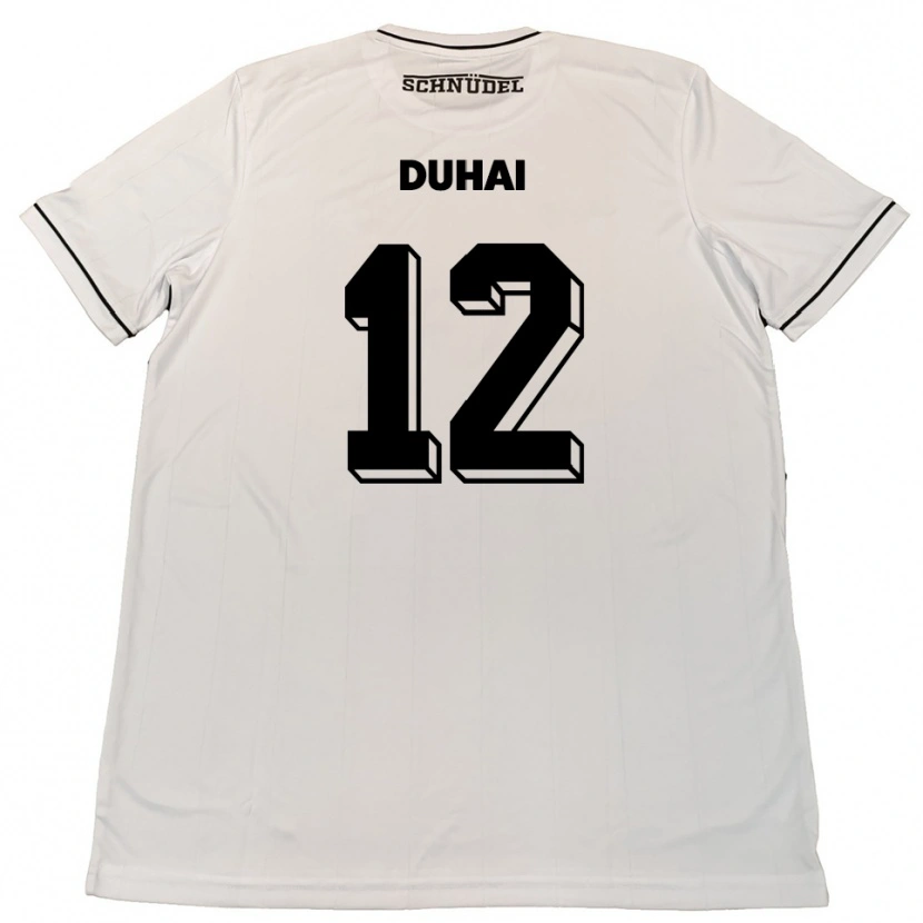 Danxen Bambino Maglia Konstantin Duhai #12 Bianco Nero Kit Gara Away 2025/26 Maglietta