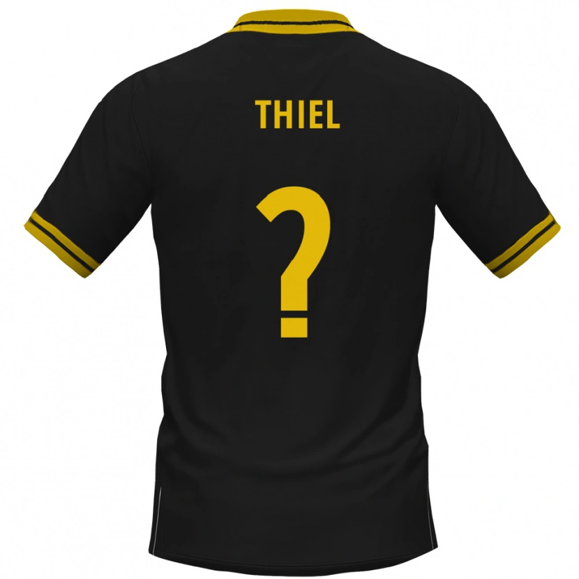 Danxen Bambino Maglia David Thiel #0 Nero Giallo Kit Gara Away 2025/26 Maglietta