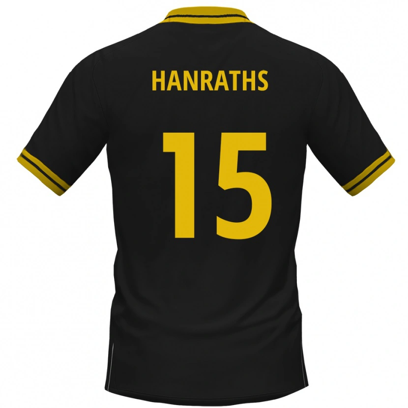 Danxen Bambino Maglia Mika Hanraths #15 Nero Giallo Kit Gara Away 2025/26 Maglietta