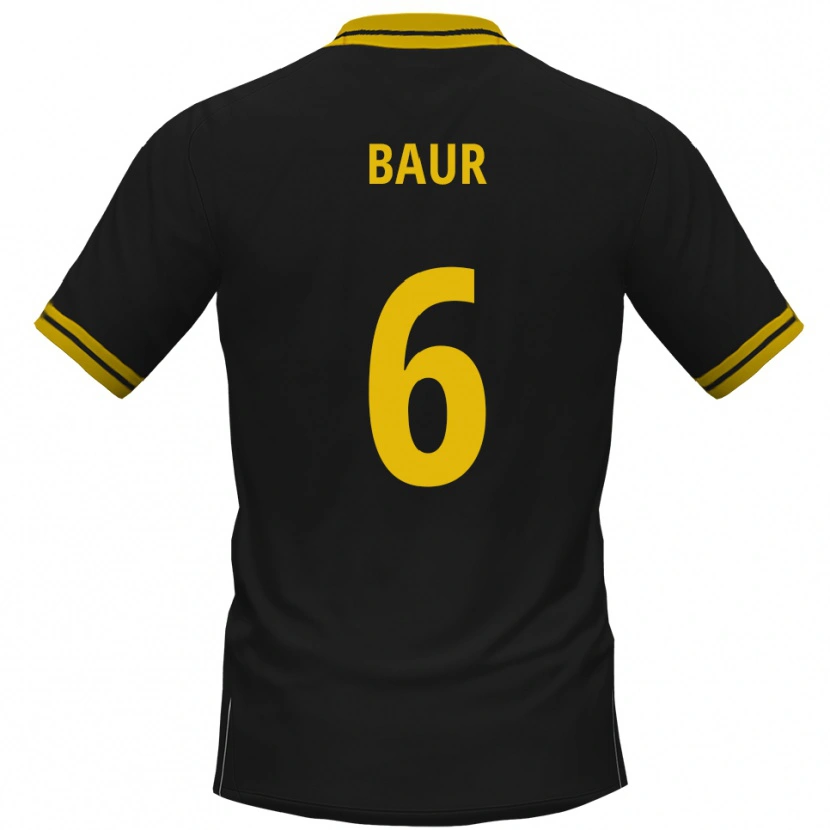 Danxen Bambino Maglia Mauro Baur #6 Nero Giallo Kit Gara Away 2025/26 Maglietta