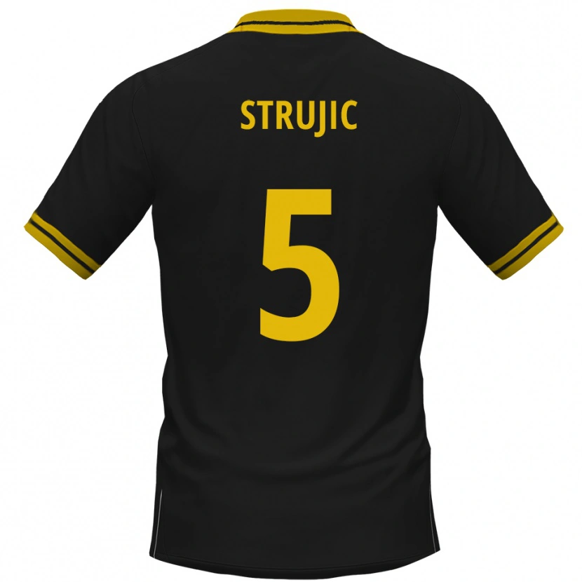 Danxen Bambino Maglia Sasa Strujic #5 Nero Giallo Kit Gara Away 2025/26 Maglietta