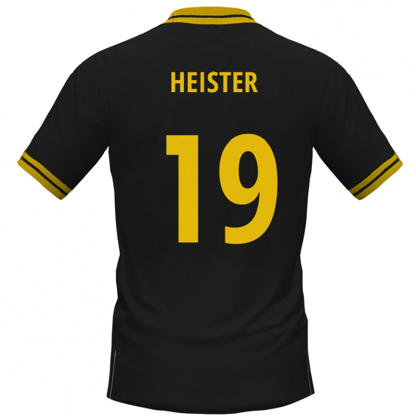 Danxen Bambino Maglia Florian Heister #19 Nero Giallo Kit Gara Away 2025/26 Maglietta