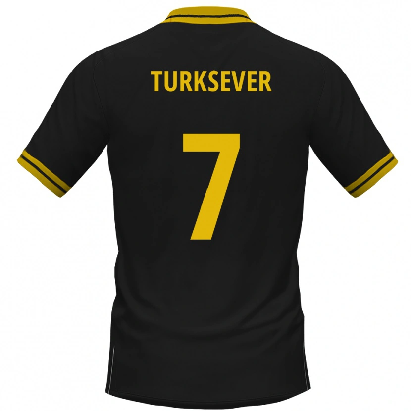 Danxen Bambino Maglia Emre Türksever #7 Nero Giallo Kit Gara Away 2025/26 Maglietta