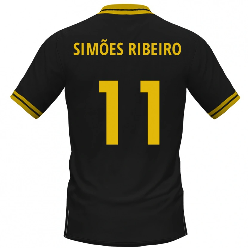 Danxen Bambino Maglia Dominik Simões Ribeiro #11 Nero Giallo Kit Gara Away 2025/26 Maglietta