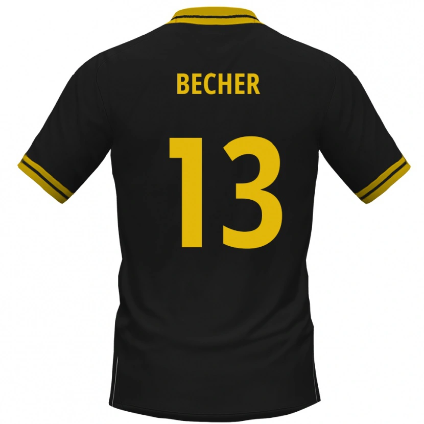 Danxen Bambino Maglia Kjell Becher #13 Nero Giallo Kit Gara Away 2025/26 Maglietta