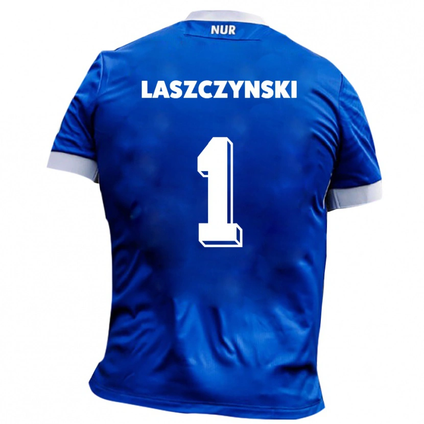 Danxen Bambino Maglia Adam Laszczynski #1 Blu Bianco Kit Gara Away 2025/26 Maglietta