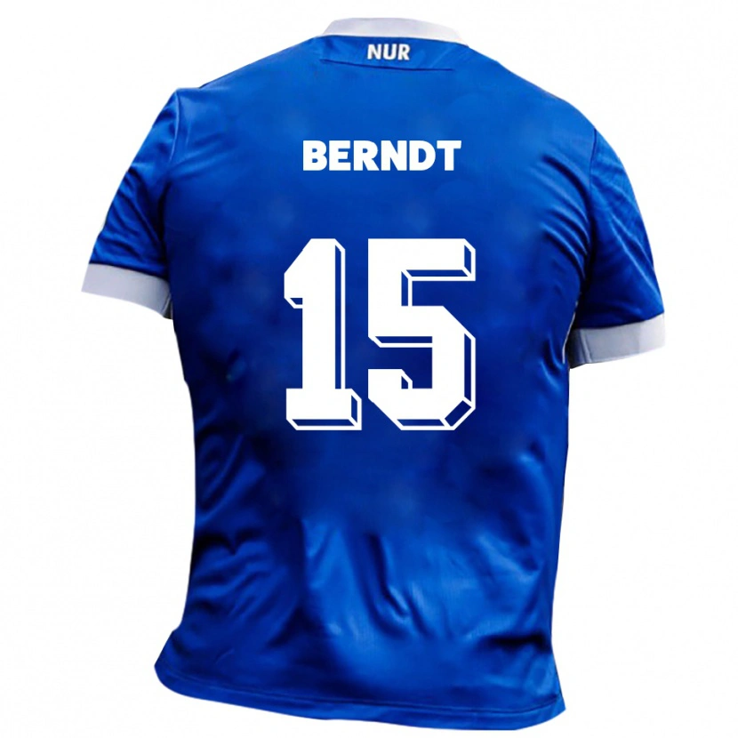 Danxen Bambino Maglia Karl Berndt #15 Blu Bianco Kit Gara Away 2025/26 Maglietta