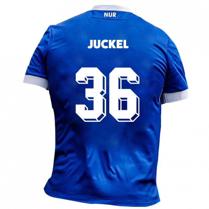 Danxen Bambino Maglia Janis Juckel #36 Blu Bianco Kit Gara Away 2025/26 Maglietta