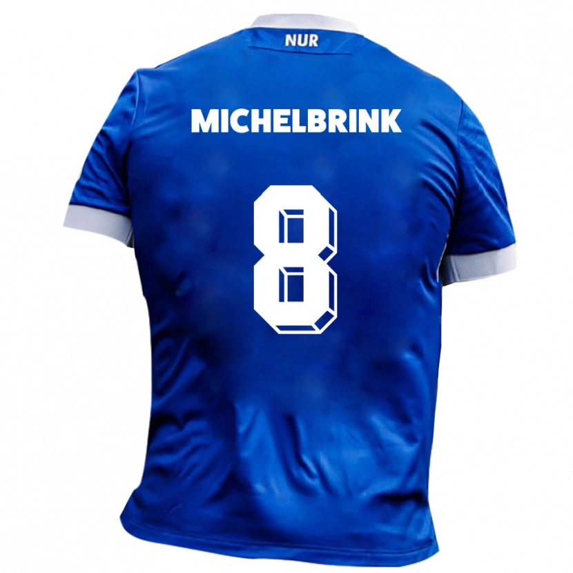 Danxen Bambino Maglia Lukas Michelbrink #8 Blu Bianco Kit Gara Away 2025/26 Maglietta
