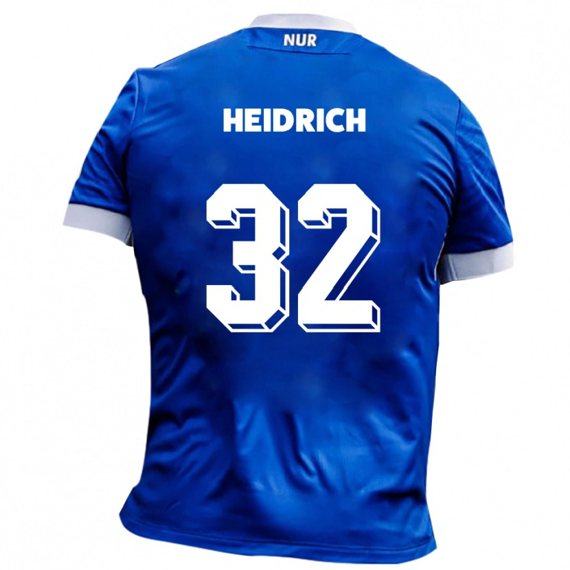 Danxen Bambino Maglia Finn Heidrich #32 Blu Bianco Kit Gara Away 2025/26 Maglietta